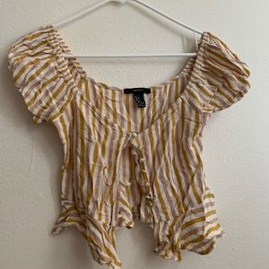 Striped button up crop top